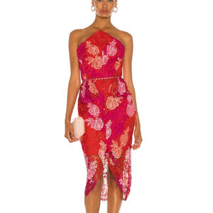 REVOLVE Dress Times ELLIATT Red Pink Lace Wedding Cocktail Party Dress SZ medium